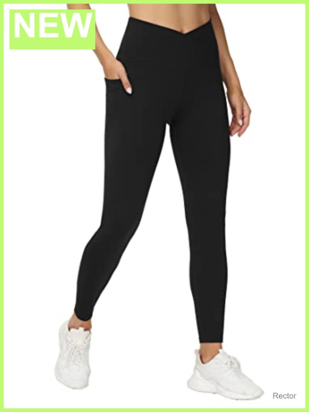 Women's Cross Waist Workout Leggings with Pockets High Rise Yoga Pants